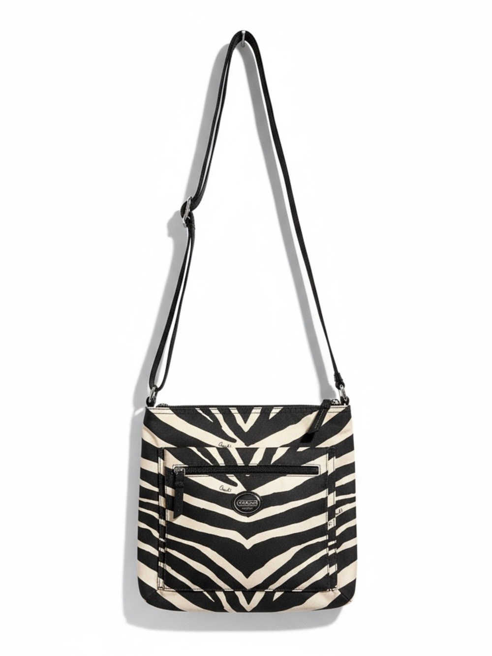 Coach Black and Cream Zebra-Pattern Crossbody Bag - Picture 1 of 9